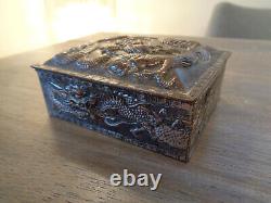 Vintage Japanese Silver Plated Smoking Set Dragon