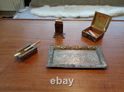 Vintage Japanese Silver Plated Smoking Set Dragon