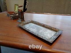 Vintage Japanese Silver Plated Smoking Set Dragon