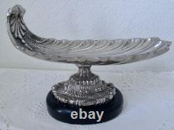 Vintage John Richard Shell Dish Compote Silver Plated Black Marble Base JRA-6879