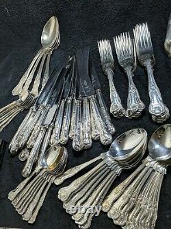 Vintage Kings Pattern Silver Plated Cutlery -8 Setting