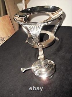 Vintage Large Silver Plated Chafing Pan + Paw Feet Stand Burner LID & Glass Dish