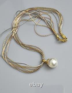 Vintage MAJORICA Large Pearl Drop Pendant On Gold Plated 925 Silver Multi-chain