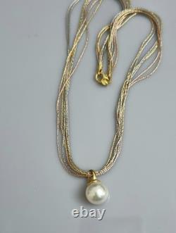 Vintage MAJORICA Large Pearl Drop Pendant On Gold Plated 925 Silver Multi-chain