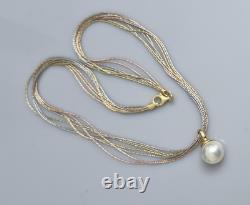 Vintage MAJORICA Large Pearl Drop Pendant On Gold Plated 925 Silver Multi-chain