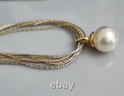 Vintage MAJORICA Large Pearl Drop Pendant On Gold Plated 925 Silver Multi-chain