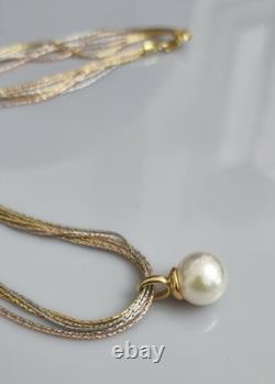 Vintage MAJORICA Large Pearl Drop Pendant On Gold Plated 925 Silver Multi-chain Vintage MAJORICA Large Pearl Drop Pendant On Gold Plated 925 Silver Multi-chain