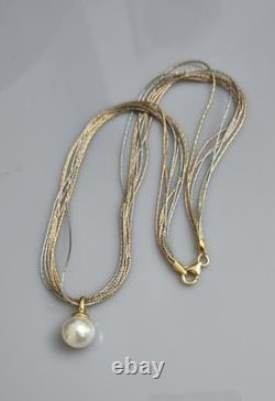 Vintage MAJORICA Large Pearl Drop Pendant On Gold Plated 925 Silver Multi-chain
