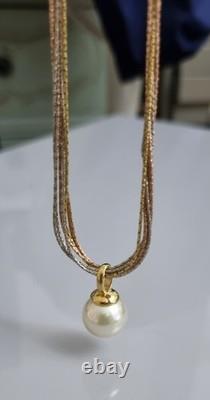 Vintage MAJORICA Large Pearl Drop Pendant On Gold Plated 925 Silver Multi-chain