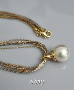 Vintage MAJORICA Large Pearl Drop Pendant On Gold Plated 925 Silver Multi-chain
