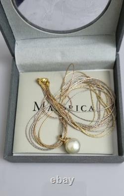 Vintage MAJORICA Large Pearl Drop Pendant On Gold Plated 925 Silver Multi-chain
