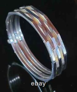 Vintage Machine Age Bracelet Tank Tracks Chrome Over Brass Pin Closure Art Deco