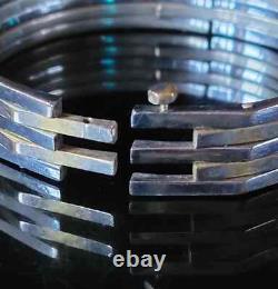 Vintage Machine Age Bracelet Tank Tracks Chrome Over Brass Pin Closure Art Deco