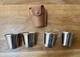 Vintage Mark Cross England 4 Silver Plated Travel Shot Cups in Leather Case