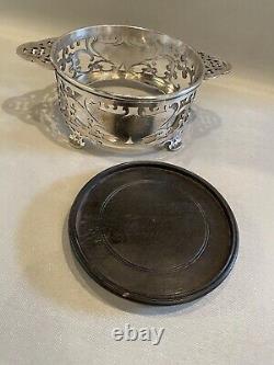 Vintage Meriden Pierced Silver Plate Removable Bottom Wine Bottle Coaster
