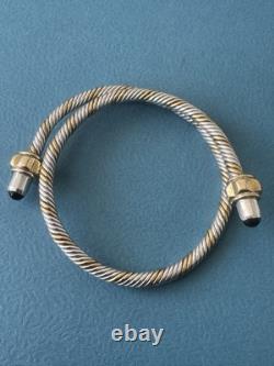 Vintage Mexico. 925 Sterling Silver & 14k Gold Plated Cable Necklace Bracelet