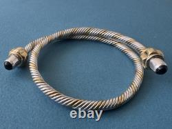 Vintage Mexico. 925 Sterling Silver & 14k Gold Plated Cable Necklace Bracelet