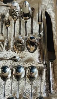 Vintage Mixed Lot Of 70 Pieces Of Sheffield Silver Plated Kings Pattern Cutlery