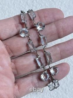 Vintage Necklace Ar Deco Cut Crystal Silver Plate Links 1930's