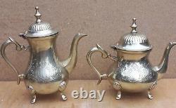 Vintage Old Antique EPNS silver plated brass tea pots coffee decorative display