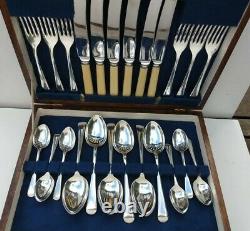 Vintage Old English Cutlery Set Sheffield Silver Plated Fitted Oak Box 1930s