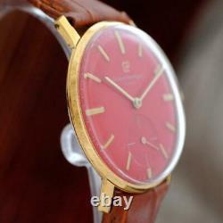 Vintage Original Girard Perregaux Gold Plated Manual Wind Gents Watch Red Dial