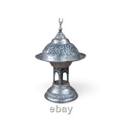 Vintage Ottoman/Turkish Revival Large Hammered Silver Incense Burner Centerpiece Vintage Ottoman/Turkish Revival Large Hammered Silver Incense Burner Centerpiece