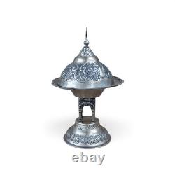 Vintage Ottoman/Turkish Revival Large Hammered Silver Incense Burner Centerpiece