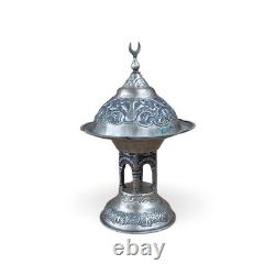 Vintage Ottoman/Turkish Revival Large Hammered Silver Incense Burner Centerpiece
