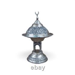 Vintage Ottoman/Turkish Revival Large Hammered Silver Incense Burner Centerpiece