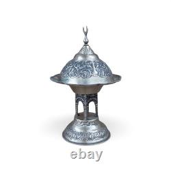Vintage Ottoman/Turkish Revival Large Hammered Silver Incense Burner Centerpiece