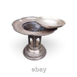Vintage Ottoman/Turkish Revival Large Hammered Silver Incense Burner Centerpiece