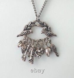 Vintage Penca Balangandan Silver Plated Slave Charm Pendant Necklace