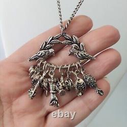 Vintage Penca Balangandan Silver Plated Slave Charm Pendant Necklace