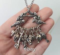 Vintage Penca Balangandan Silver Plated Slave Charm Pendant Necklace