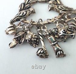 Vintage Penca Balangandan Silver Plated Slave Charm Pendant Necklace