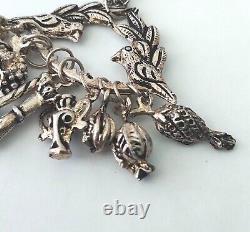 Vintage Penca Balangandan Silver Plated Slave Charm Pendant Necklace