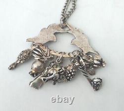 Vintage Penca Balangandan Silver Plated Slave Charm Pendant Necklace