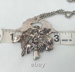 Vintage Penca Balangandan Silver Plated Slave Charm Pendant Necklace
