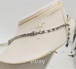 Vintage Pennino Rhodium Plated Pave Rhinestone Leaves Bridal Runway Necklace