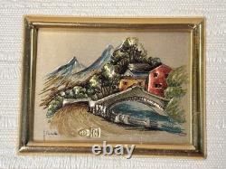 Vintage Picture artistic silver plate 999% Italy Italian Town