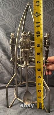 Vintage RARE International Silver Company Rocket Astronaut Bar Set NASA