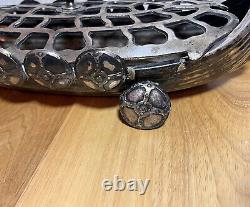 Vintage RARE SILVER PLATE VIKING SHIP Lawrence B. Smith 12 Nordic Flower Frog