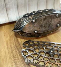 Vintage RARE SILVER PLATE VIKING SHIP Lawrence B. Smith 12 Nordic Flower Frog