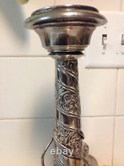 Vintage Rare Silver Plated Candlestick Art Noveau With 3 Lions