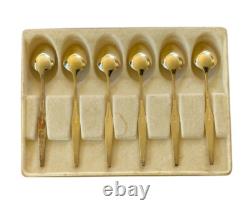 Vintage Retro Scandinavian Gold Plated E10 Sterling Silver Enamel Spoons Denmark