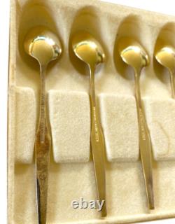 Vintage Retro Scandinavian Gold Plated E10 Sterling Silver Enamel Spoons Denmark