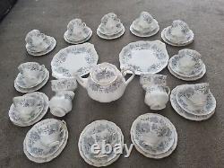 Vintage Royal Albert Silver Maple 43 Piece Full Tea Set Bone China Inc Teapot