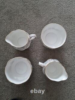 Vintage Royal Albert Silver Maple 43 Piece Full Tea Set Bone China Inc Teapot