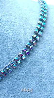 Vintage SHERMAN Signed AB Rhinestone Necklace Collar Choker Designer Jewellery